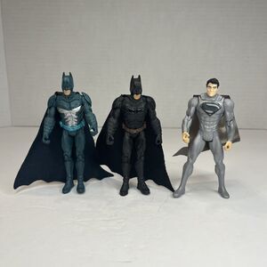 Lot Of 3 2012 4” Mattel Batman Silver Superman Action Figures With Capes